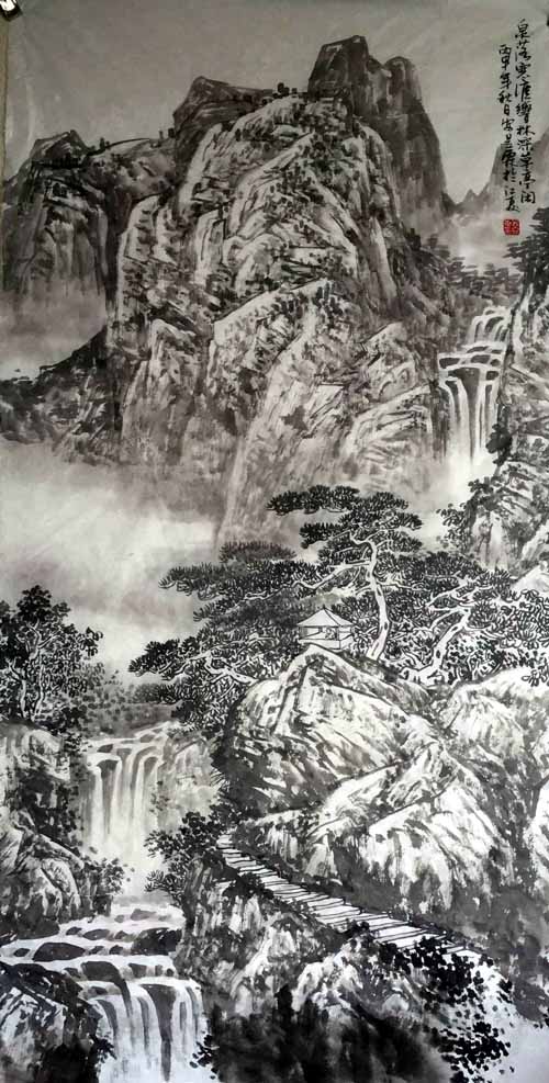 画家安明远先生作品:泉落寒崖响