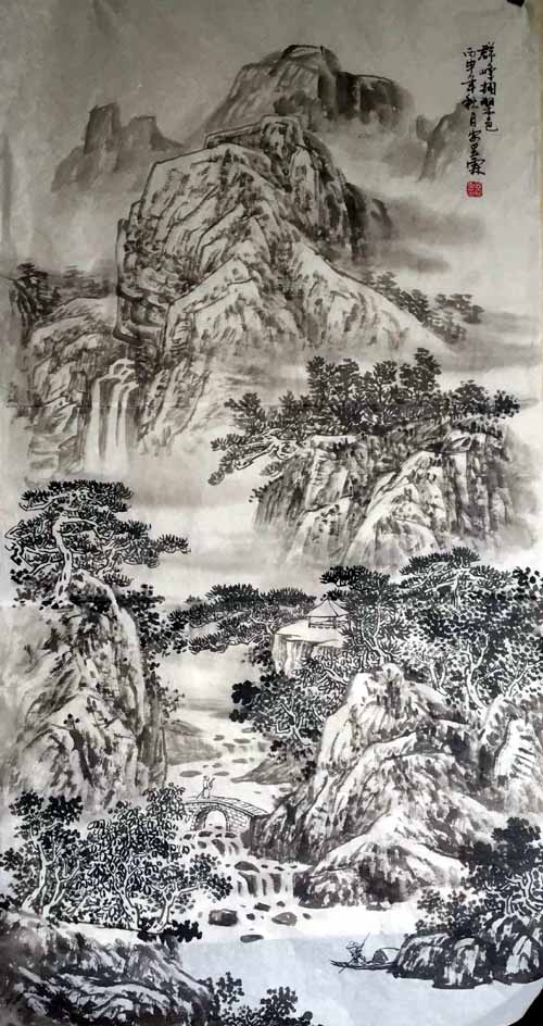 画家安明远先生作品:群峰拥翠色
