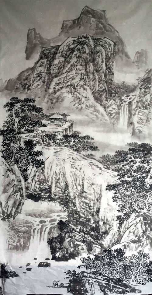 画家安明远先生作品:群峰拥翠色