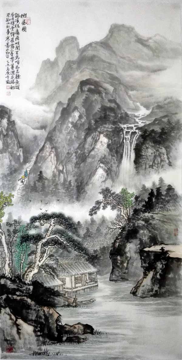 刘东方中国山水画作品:山居图