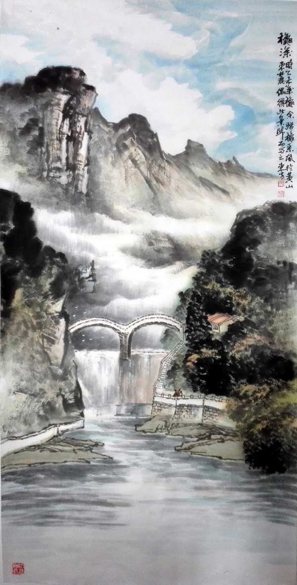 刘东方中国山水画作品：秋深