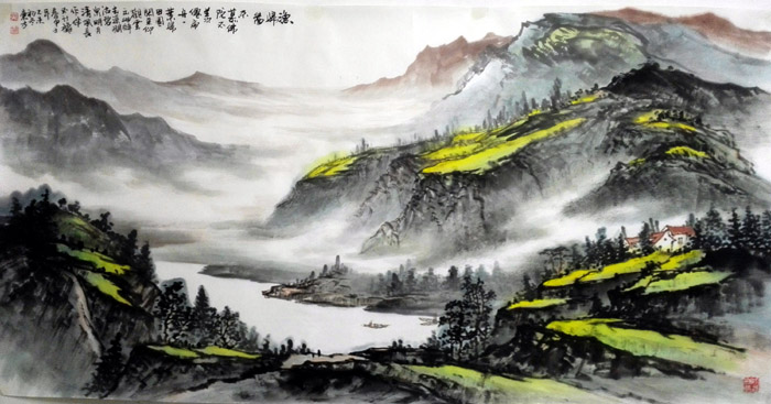 刘东方中国山水画作品:归渔图