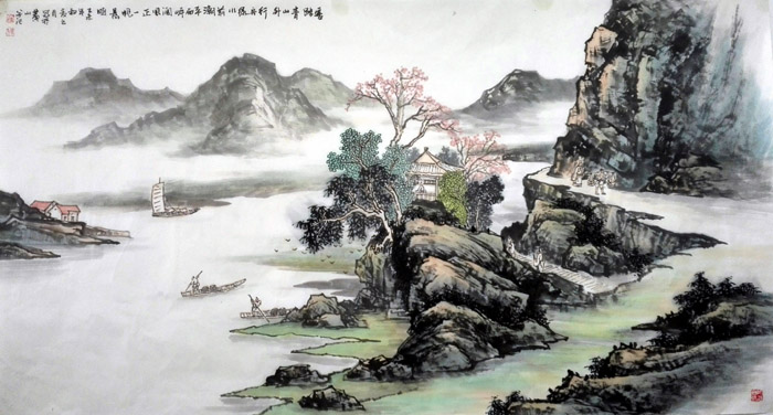 刘东方中国山水画作品:客路青山外