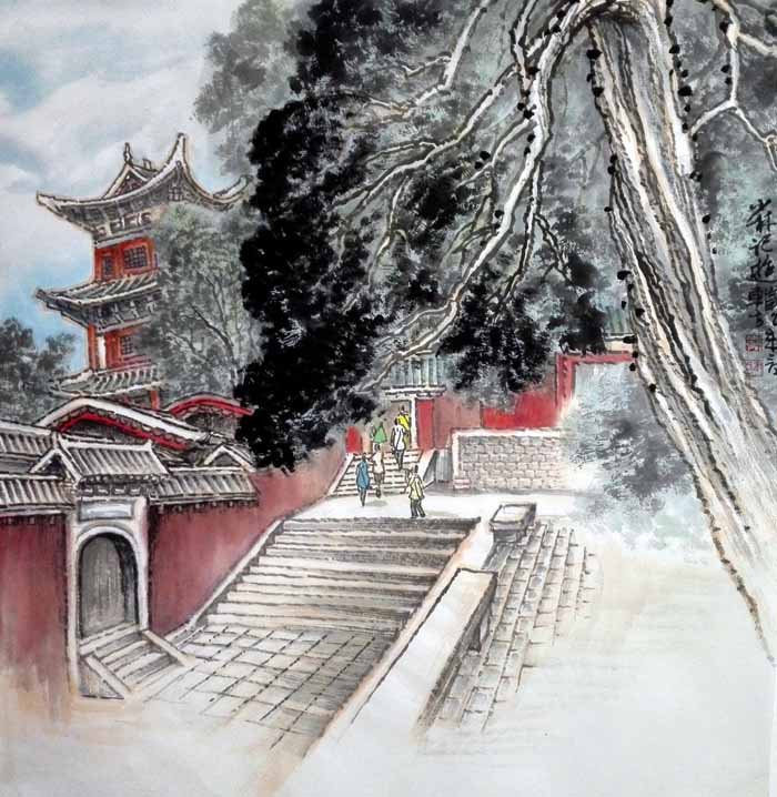 刘东方中国山水画作品:少林记游