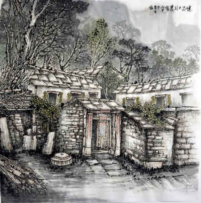 刘东方太行山写生作品:忆写太行农舍