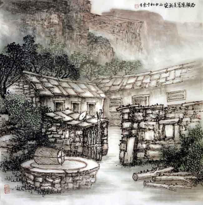刘东方太行山写生作品：石头窝窝是我家