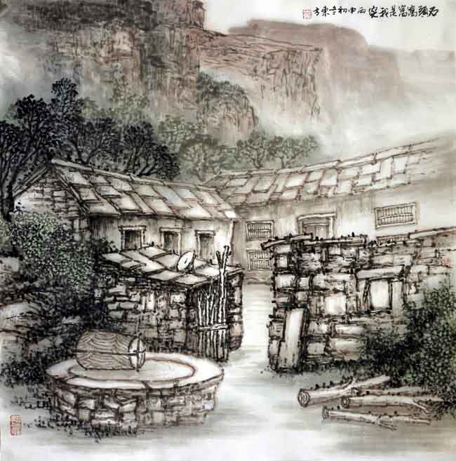 刘东方太行山写生作品:石头窝窝是我家