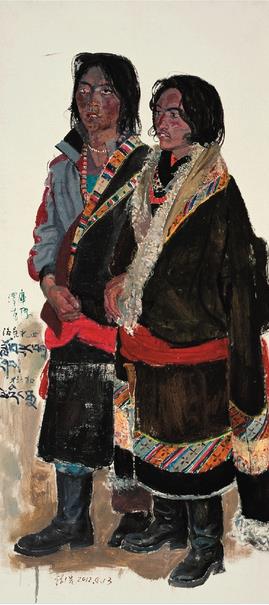 孙浩 洛桑扎西和才让加 160×70cm 油画 2012年