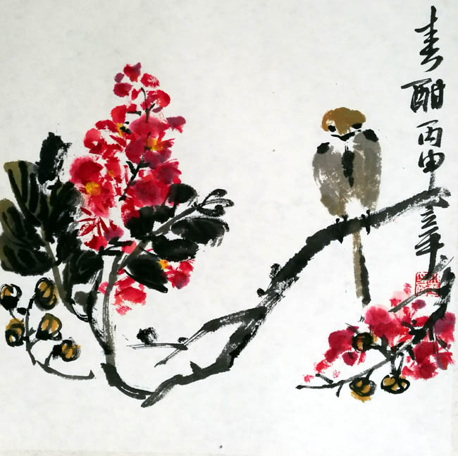 方立平中国画作品:镜片50×50
