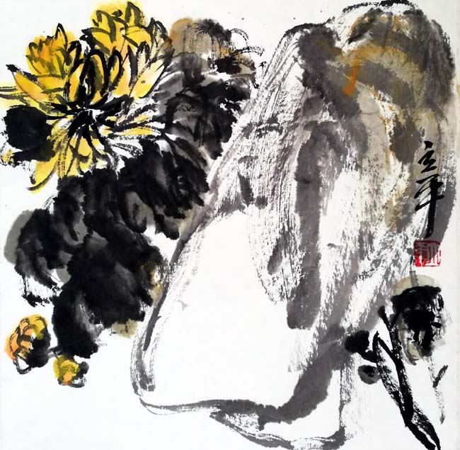 方立平中国画作品:镜片50×50