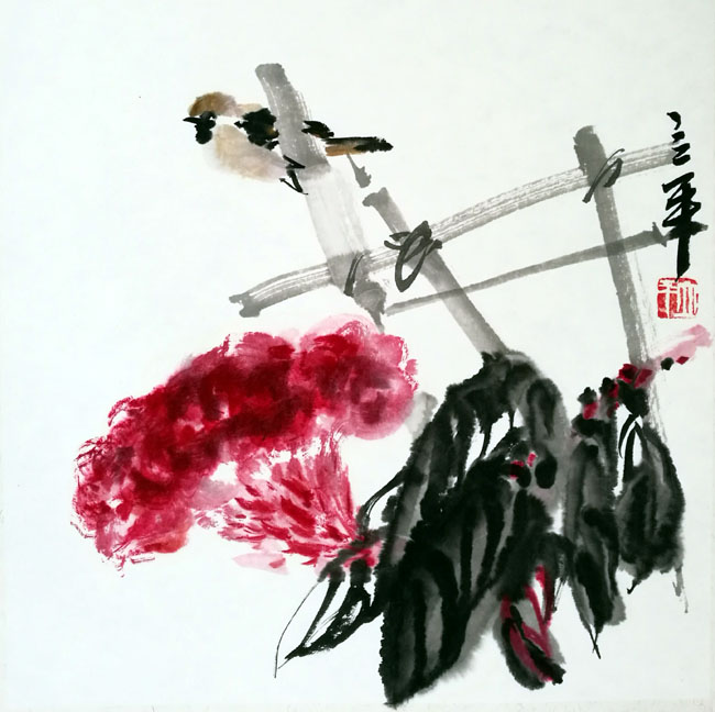方立平中国画作品:镜片50×50