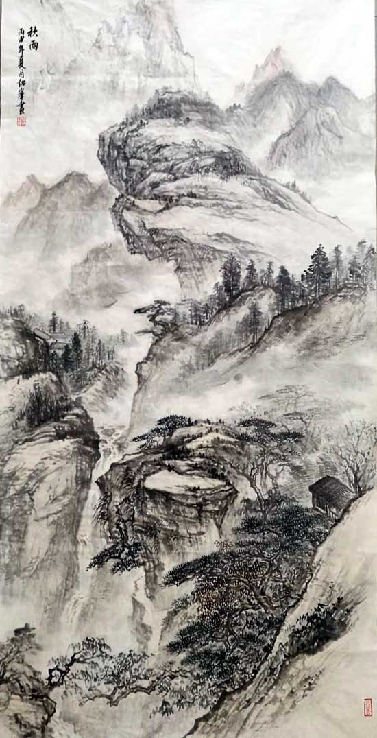 孙超峰山水画作品:秋雨(丙申年)