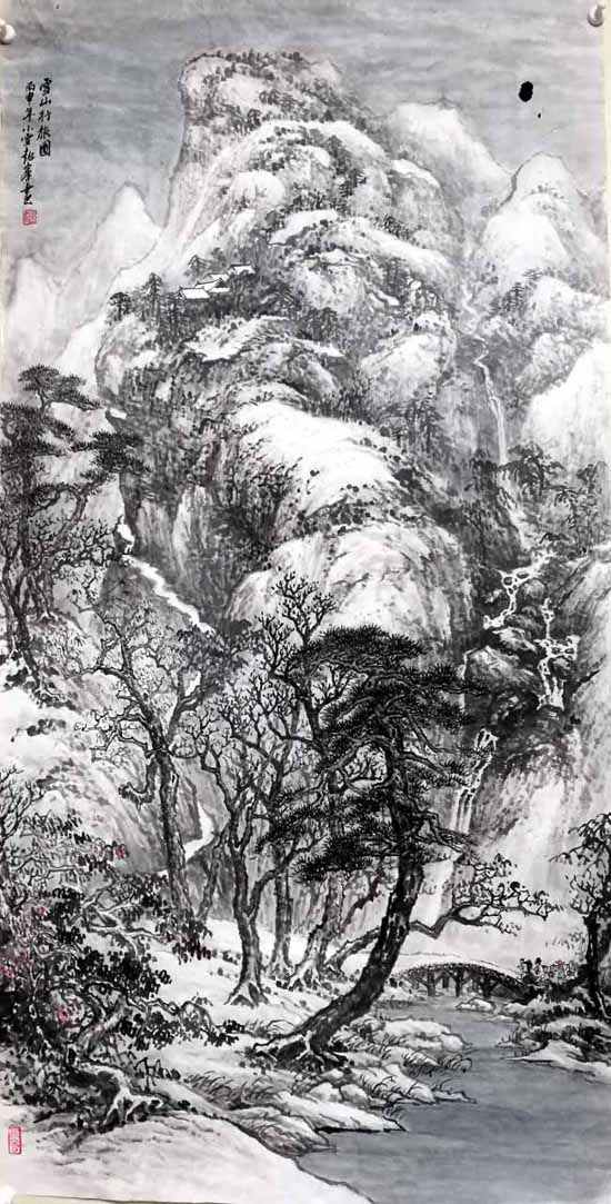孙超峰山水画作品:雪山行旅图