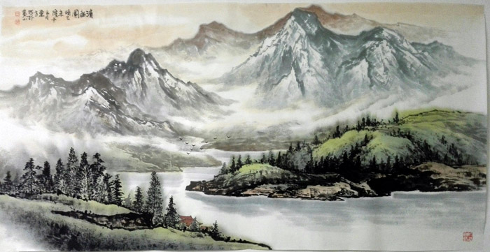 刘东方山水画作品欣赏-《清幽图》2016年
