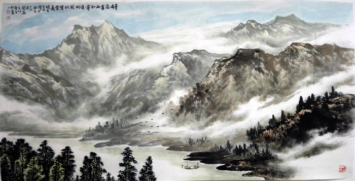 刘东方山水画作品欣赏-《青峰滴翠雨初霁》2015
