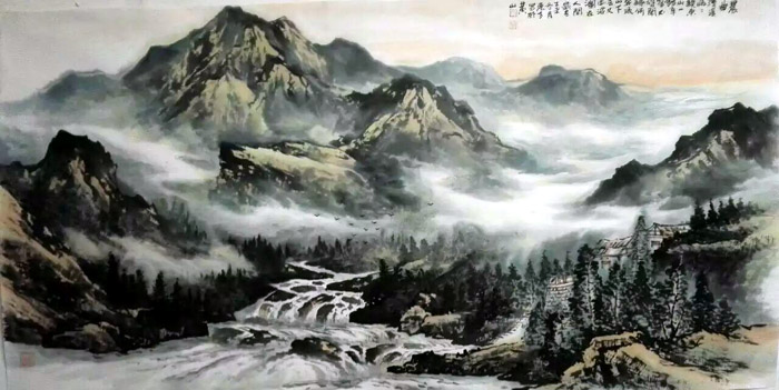 刘东方山水画作品欣赏-《晨曲》2016年