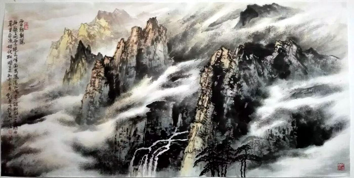 刘东方山水画作品欣赏-《云起朝阳》2015年