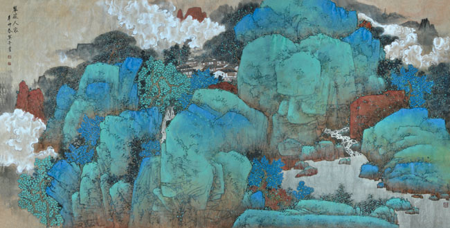关奇作品:翠微人家96cmx198cm