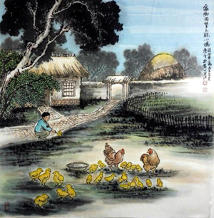 刘东方《家乡回望》系列国画连载之：赊小鸡