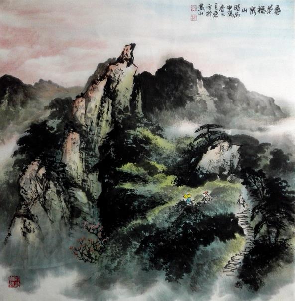 刘东方徽乡神游之《寻茶记》国画:寻茶福泉山