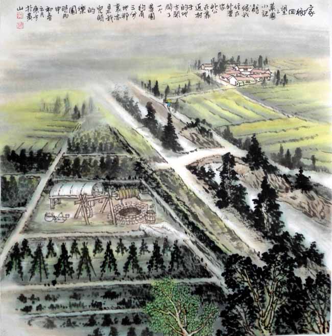 刘东方《家乡回望》系列国画作品:菜园小记