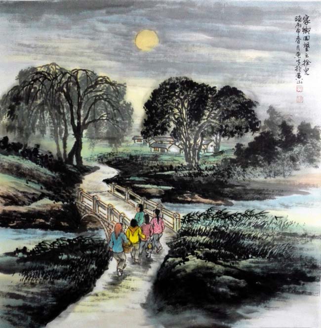 刘东方《家乡回望》系列国画作品：拴儿