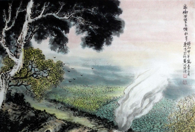刘东方家乡回望系列国画作品:烧红芋(局部)