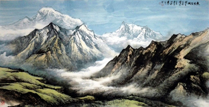 刘东方山水画作品:《无限生机》136×68cm