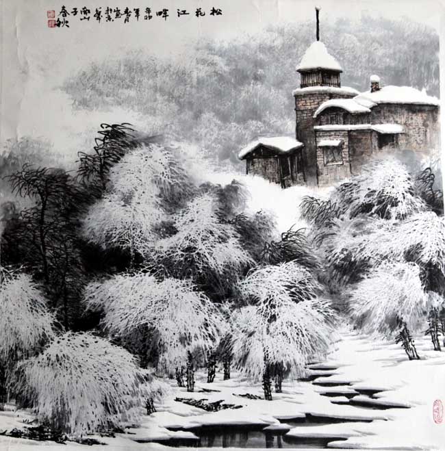 赵春秋 松花江畔68x68cm 2014年