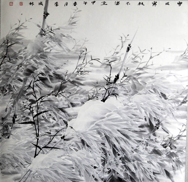 李成林 雪压寒枝不染尘 68x68cm 2014年