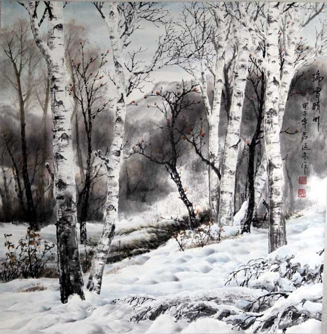 吕岩冬 瑞雪晴川 68x68cm 2014年