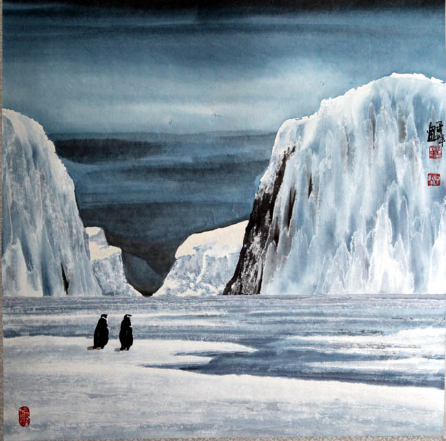 刘丁瑞 守望南极 68X68cm 2014年