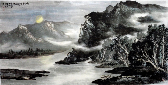 刘东方山水画作品:明月千里寄相思 2016 68×136cm