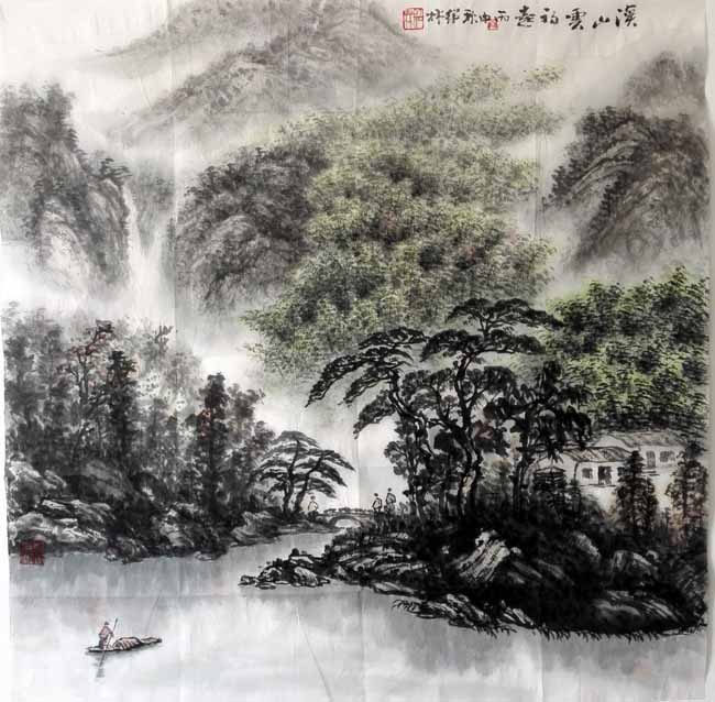 金绍林山水画作品:溪山云初起