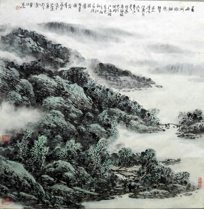 《春雨润物细无声》梁华中 作品 68×68cm 2006