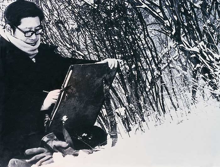 1980年于志学在大兴安岭古莲地区写生
