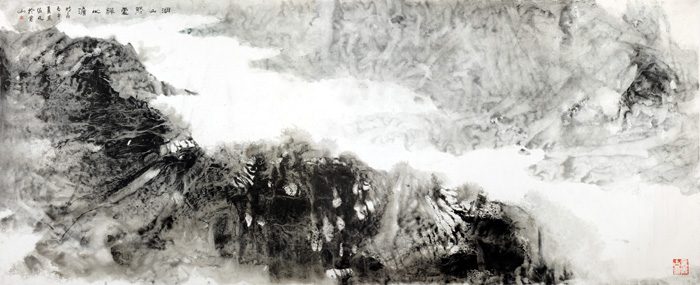 陈佐凡作品:湖山胜处禅心淡152x370cm