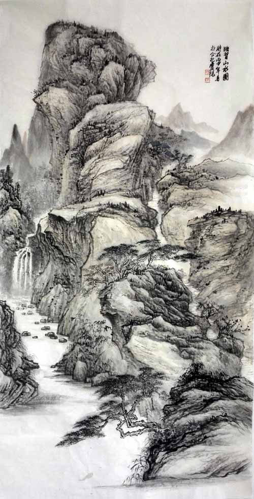 孙超峰山水画作品:临习山水图2016年 68cm×136cn