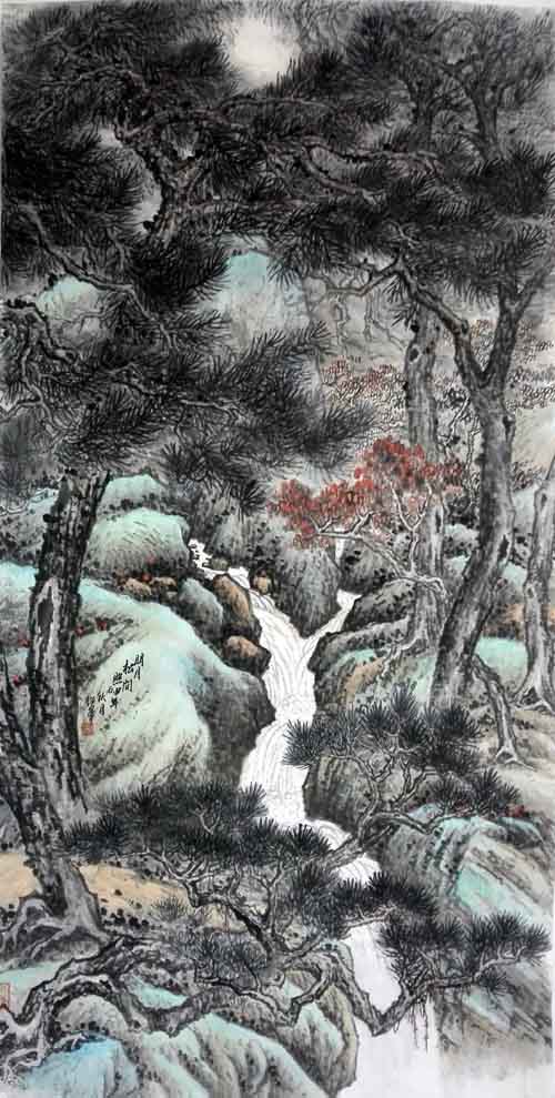 孙超峰山水画作品:明月松间照2016年 68cm×136cn