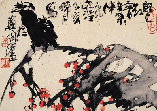 张立辰 岁寒图(笔指合写) 33.3×45cm 1995年