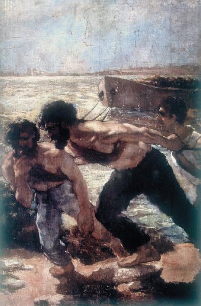 吴作人 纤夫 150×100cm 油画 1932年 中央美术学院收藏