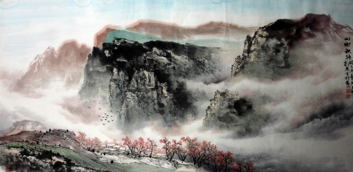 刘东方先生山水画精品赏析:《山乡秋艳》