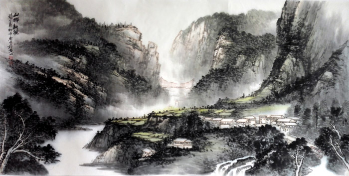 刘东方先生山水画精品赏析:《山乡新貌》