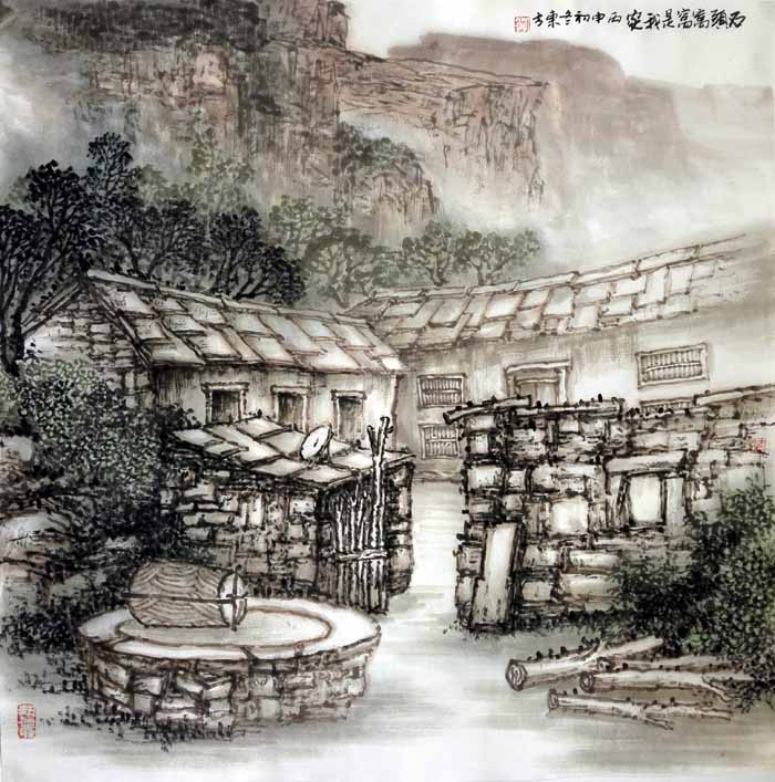 刘东方先生山水画精品赏析:《石头窝窝是我家》
