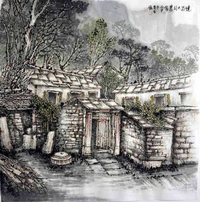 刘东方先生山水画精品赏析:《忆写太行农舍》