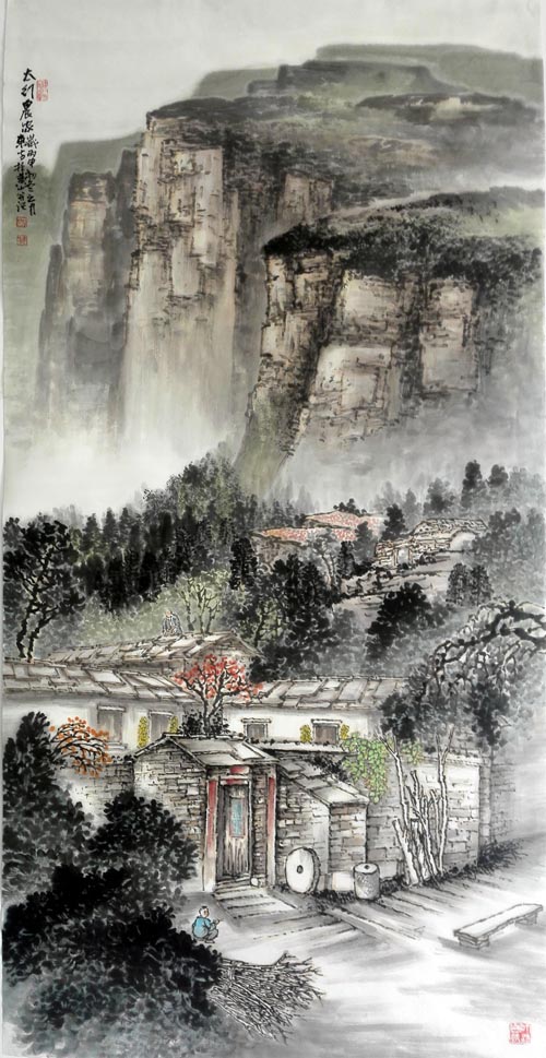 刘东方先生山水画精品赏析:《太行农家》