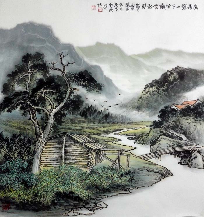 刘东方先生山水画精品赏析:《幽居碧山下》