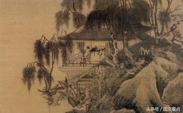 唐伯虎水墨山水画代表作品《落霞孤鹜图》赏析
