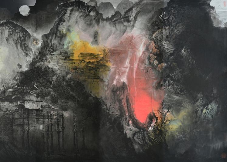 闽壑烟岚——梁明大泼彩山水画展在中国美术馆开幕