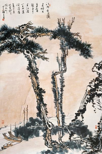 江洲夜泊 作者:潘天寿